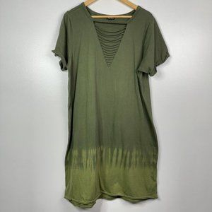 Torrid  Short Sleeve Shirt Dress  Ombre Green Tie Dye  V Neck  Size 2X